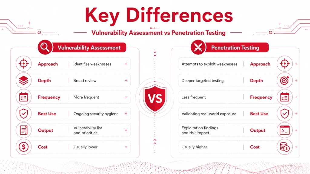 Difference between vulnerability assessment vs penetration testing